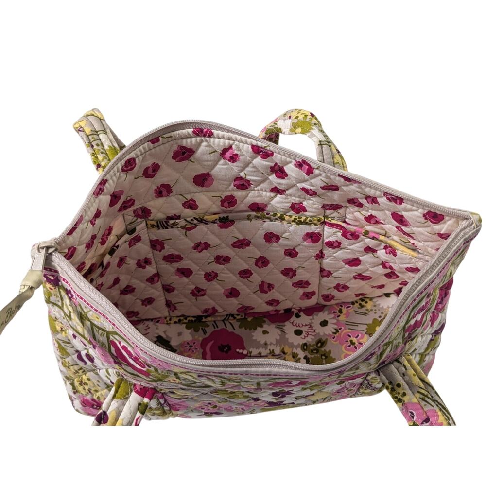 Make Me Blush Vera Bradley Shoulder Bag Floral Quilted Purse Pink Green Flowers - Picture 11 of 11